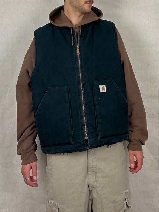 90's Carhartt Heavy Duty Quilt Lined Vintage Vest Size XL