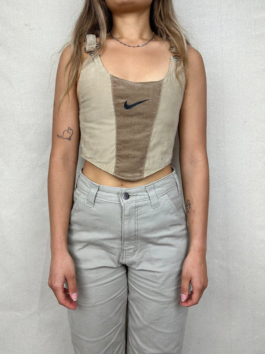 90's Reworked Nike Corduroy Embroidered Vintage Corset Size 6