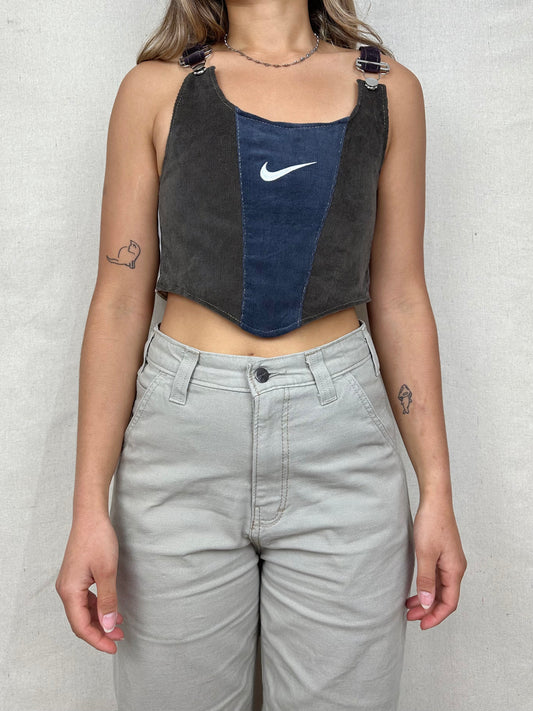 90's Reworked Nike Corduroy Embroidered Vintage Corset Size 8