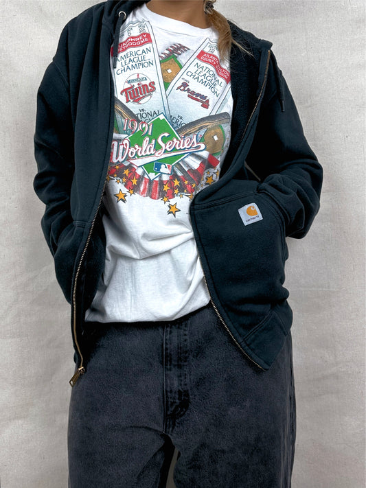 1991 Twins vs Braves MLB USA Made Vintage T-Shirt Size 12