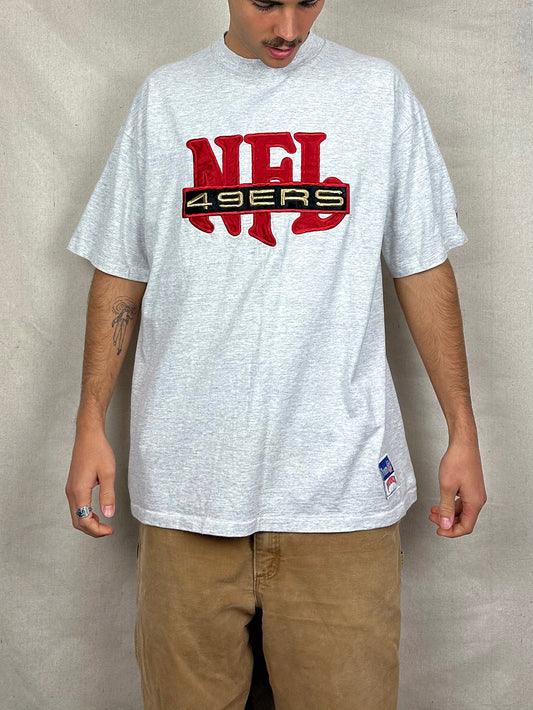 90's San Francisco 49ers NFL USA Made Embroidered Vintage T-Shirt Size XL