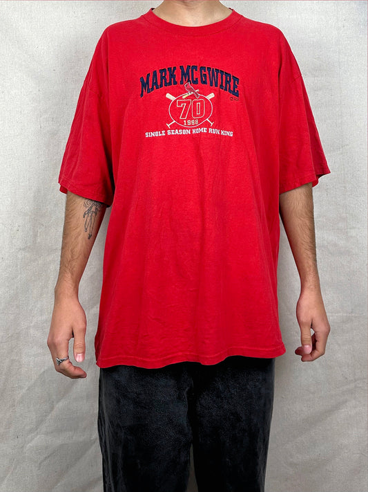 90's St. Louis Cardinals MLB Mark McGwire Embroidered Vintage T-Shirt Size 2XL