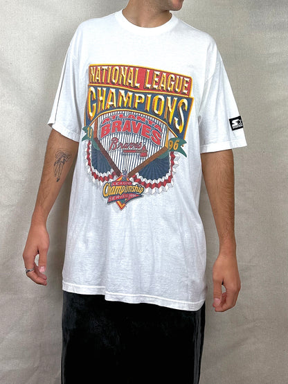 1996 Atlanta Braves MLB Starter USA Made Vintage T-Shirt Size XL
