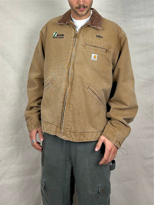 90's Carhartt Heavy Duty Lined Vintage Corduroy Collar Jacket Size L-XL