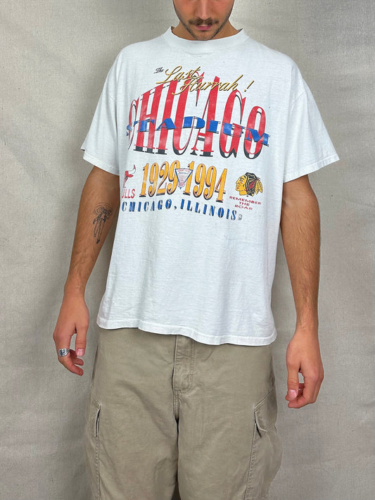 90's Chicago Stadium USA Made Vintage T-Shirt Size M-L