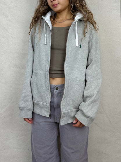 90's Ralph Lauren Embroidered Vintage Zip-Up Hoodie Size 14-16