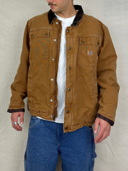 90's Carhartt Heavy Duty Vintage Corduroy Collar Jacket Size L