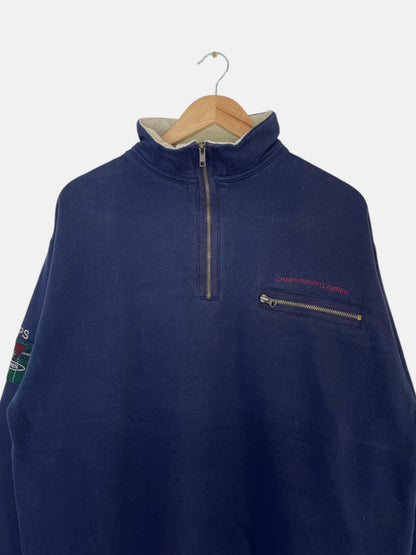 90's Chaps Ralph Lauren Embroidered Vintage Quarter-zip Sweatshirt Size L