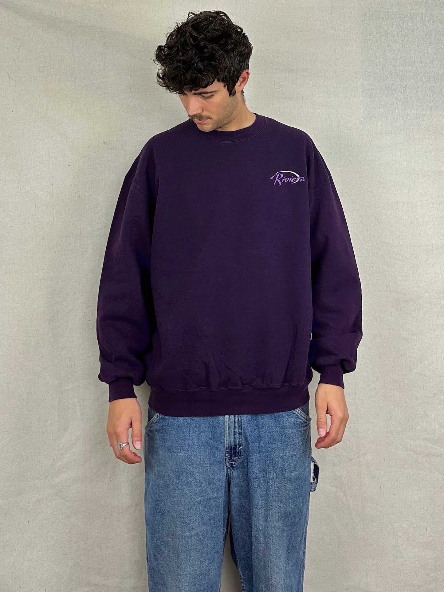 90's Riviera USA Made Embroidered Vintage Sweatshirt Size L-XL