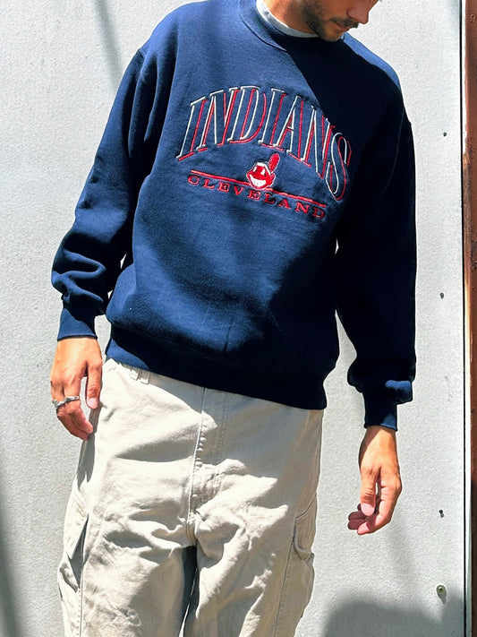 90's Cleveland Indians MLB Embroidered Vintage Sweatshirt Size L