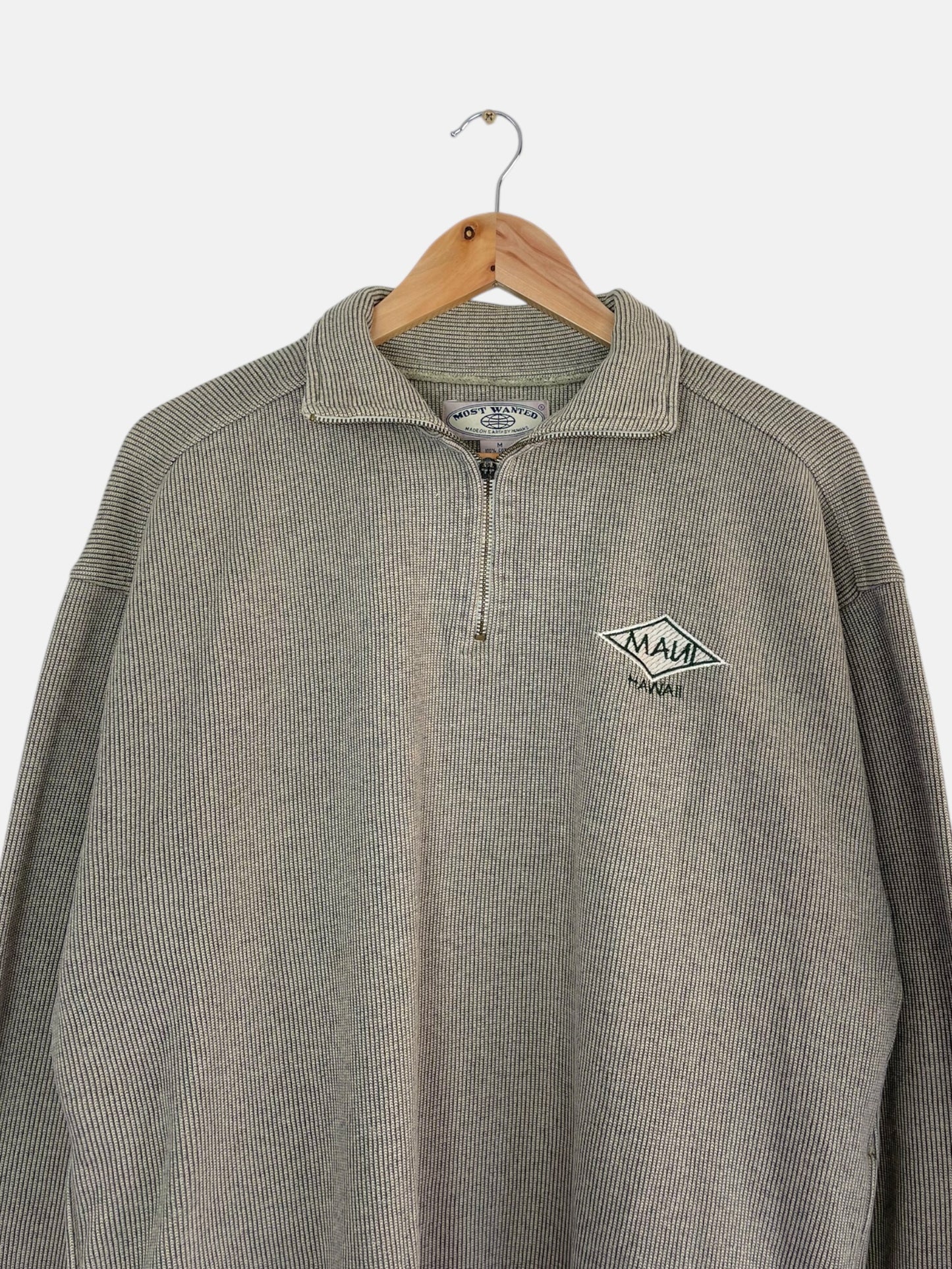 90's Maui Hawaii Embroidered Vintage Quarter-zip Sweatshirt Size L-XL