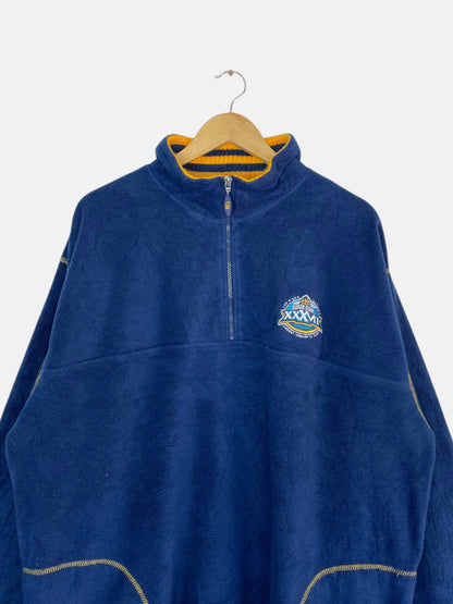 90's NFL Super Bowl Embroidered Vintage Fleece Quarter-zip Sweatshirt Size 2XL