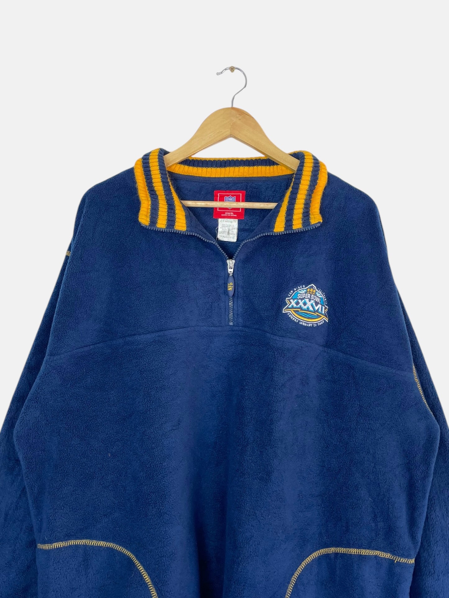 90's NFL Super Bowl Embroidered Vintage Fleece Quarter-zip Sweatshirt Size 2XL