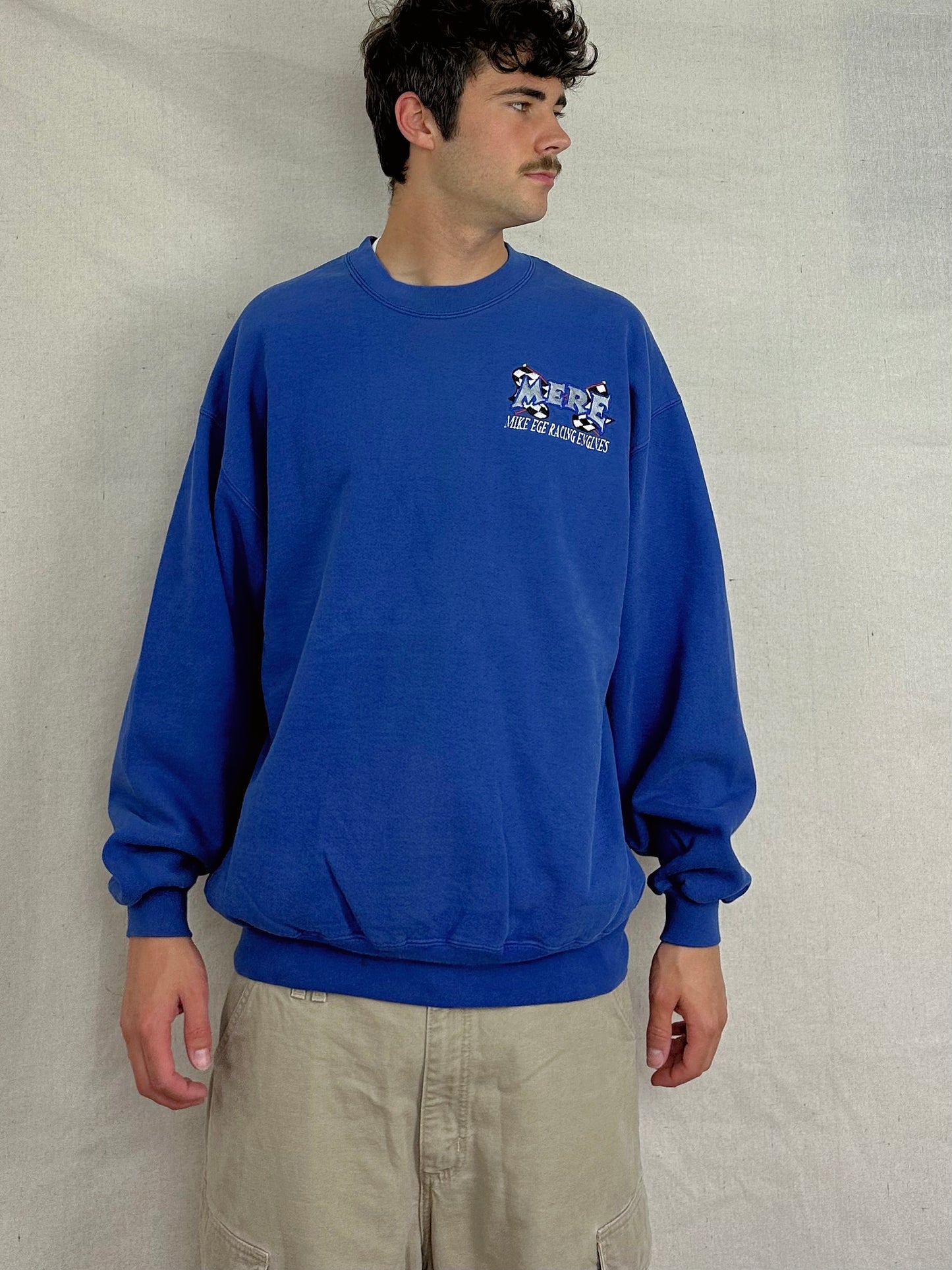 90's Mike Ege Racing Engines USA Made Embroidered Vintage Sweatshirt Size XL-2XL