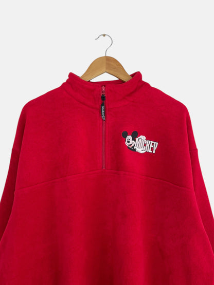 90's Mickey Mouse Embroidered Vintage Fleece Quarter-zip Sweatshirt Size 2XL-3XL