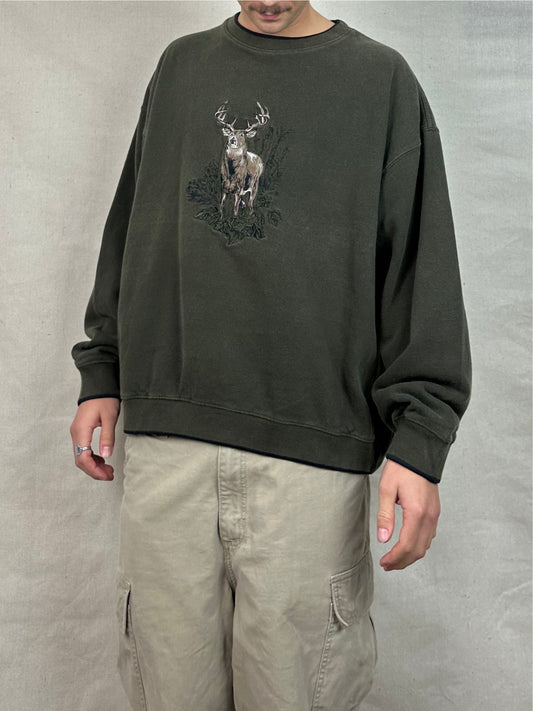 90's Big Buck Embroidered Vintage Sweatshirt Size XL