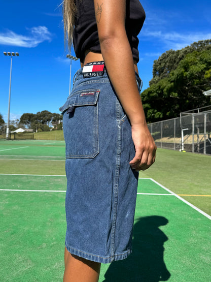 90's Tommy Hilfiger Jeans Vintage Denim Cargo Jean Shorts Size 31"