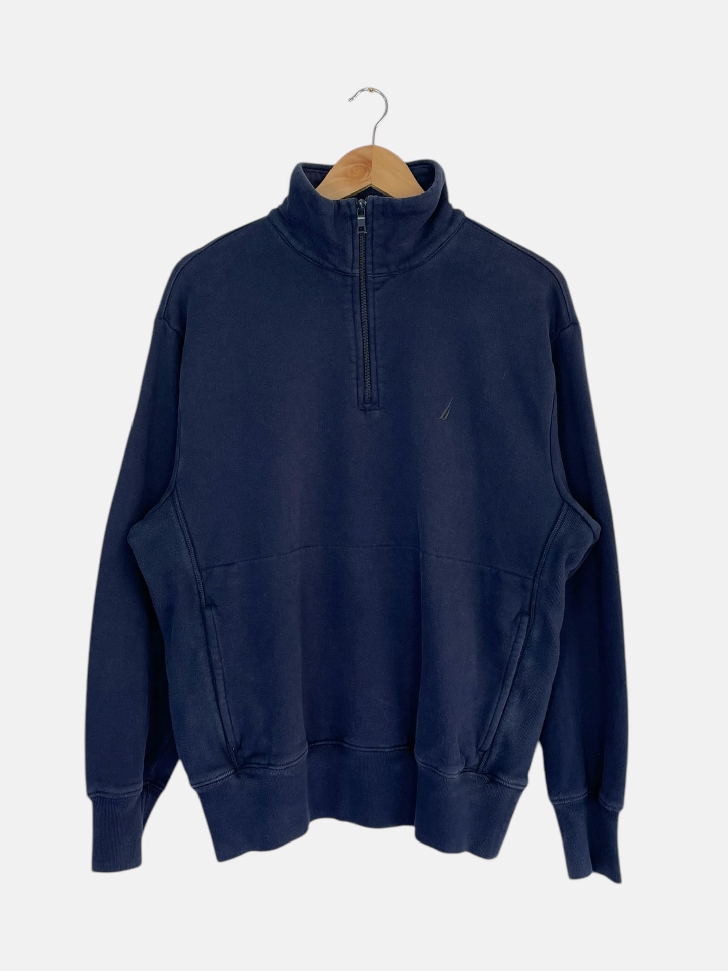 90's Nautica Embroidered Vintage Quarter-zip Sweatshirt Size M-L