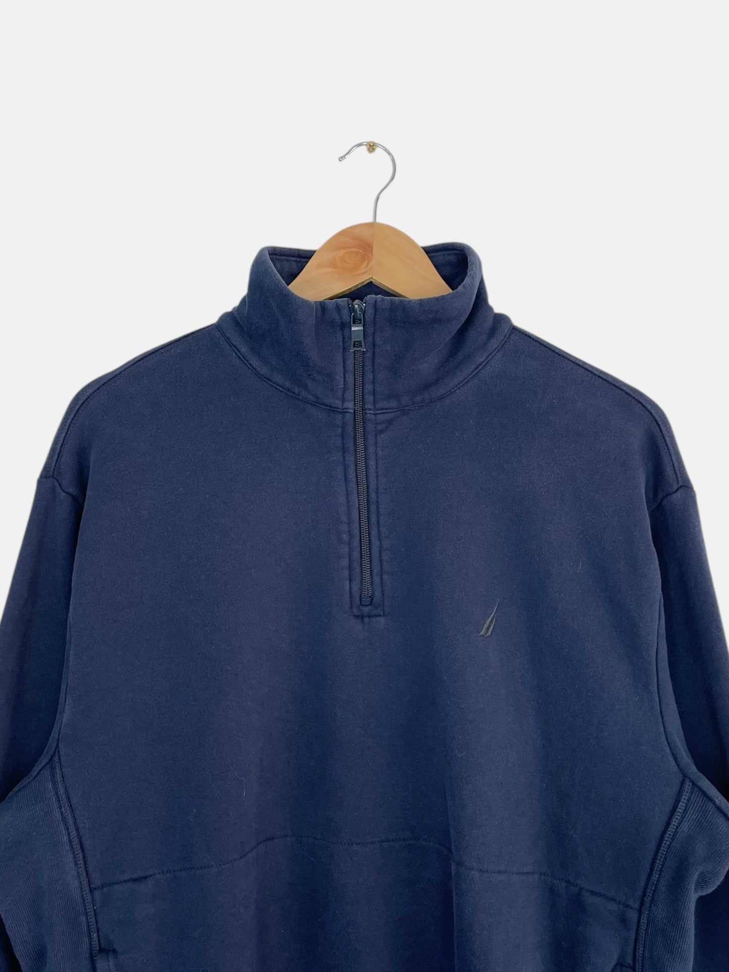 90's Nautica Embroidered Vintage Quarter-zip Sweatshirt Size M-L