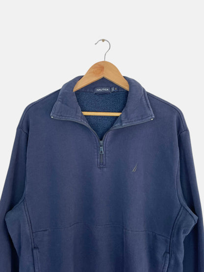 90's Nautica Embroidered Vintage Quarter-zip Sweatshirt Size M-L