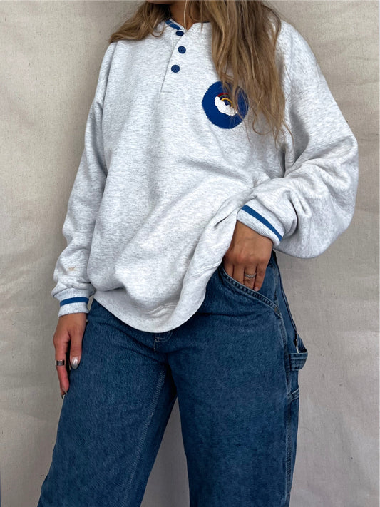 90's Rainbow Cloud Embroidered Vintage Sweatshirt Size 14-16