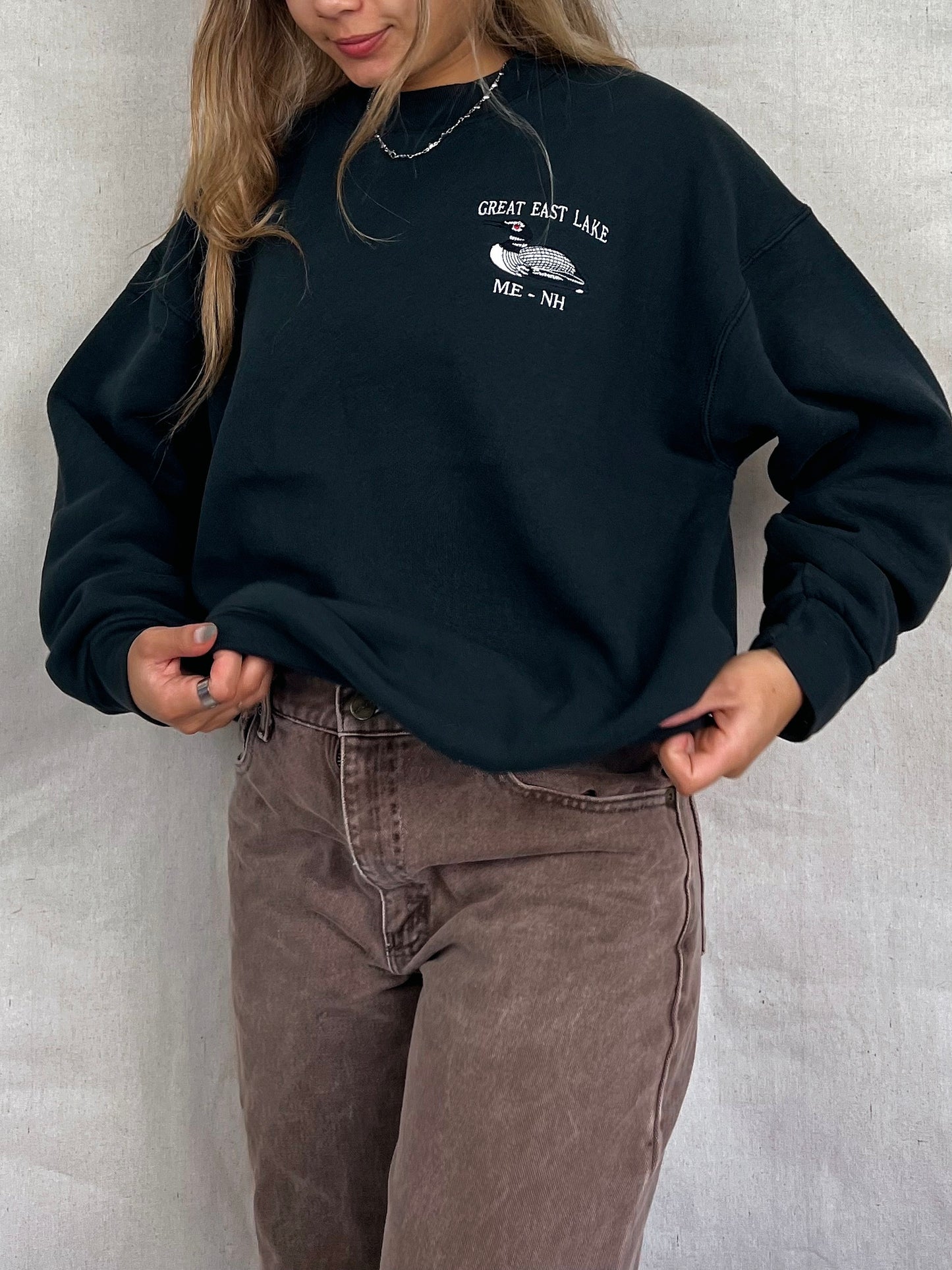 90's Great East Lake USA Made Embroidered Vintage Sweatshirt Size 14