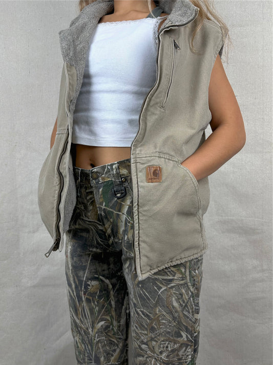 90's Carhartt Heavy Duty Sherpa Lined Vintage Vest Size M