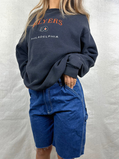 90's Philadelphia Flyers NHL USA Made Embroidered Vintage Sweatshirt Size M-L