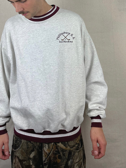 90's Phillipsburg Ice Hockey USA Made Embroidered Vintage Sweatshirt Size XL