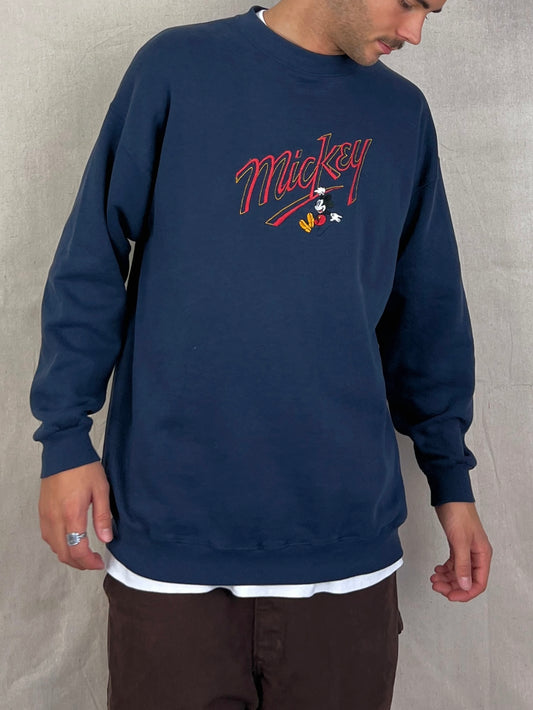 90's Disney Mickey USA Made Embroidered Vintage Sweatshirt Size M-L