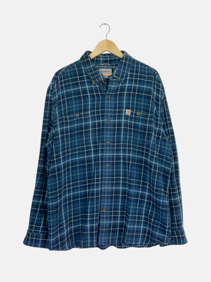 90's Carhartt Vintage Long Sleeve Button-up Flannel Shirt Size 2XL