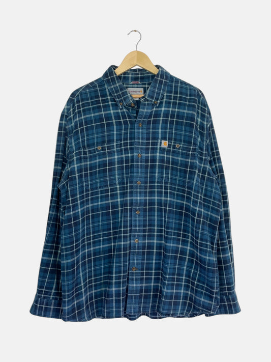 90's Carhartt Vintage Long Sleeve Button-up Flannel Shirt Size 2XL
