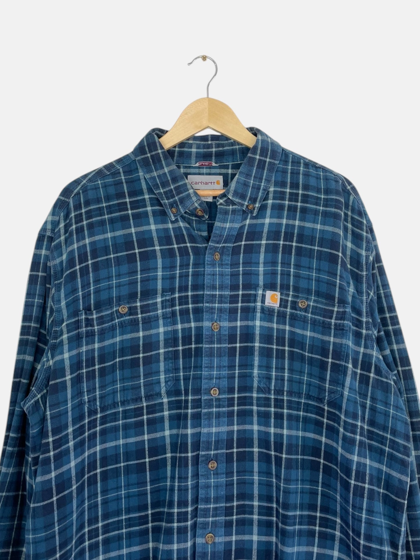 90's Carhartt Vintage Long Sleeve Button-up Flannel Shirt Size 2XL