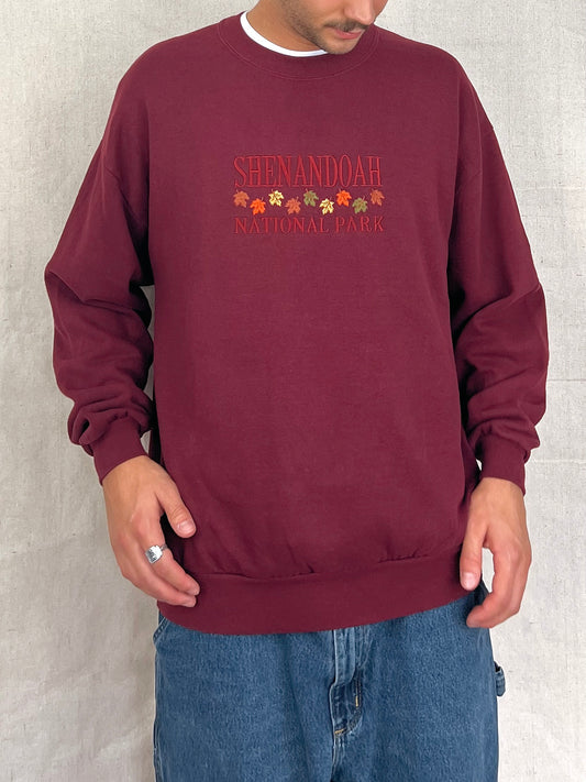 90's Shenandoah National Park USA Made Embroidered Vintage Sweatshirt Size L