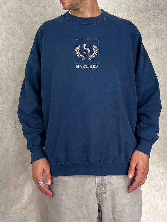 90's Maryland Embroidered Vintage Sweatshirt Size M-L