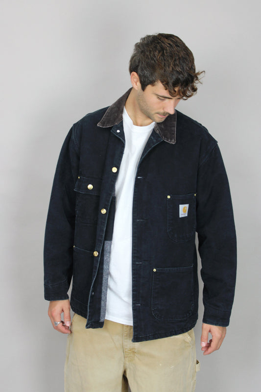 90's Carhartt Heavy Duty Vintage Corduroy Collar Jacket Size L-XL