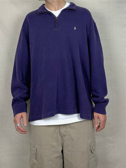 90's Ralph Lauren Embroidered Vintage Quarterzip Sweatshirt Size XL