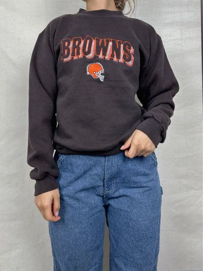 90's Cleveland Browns NFL USA Made Embroidered Vintage Sweatshirt Size 6-8
