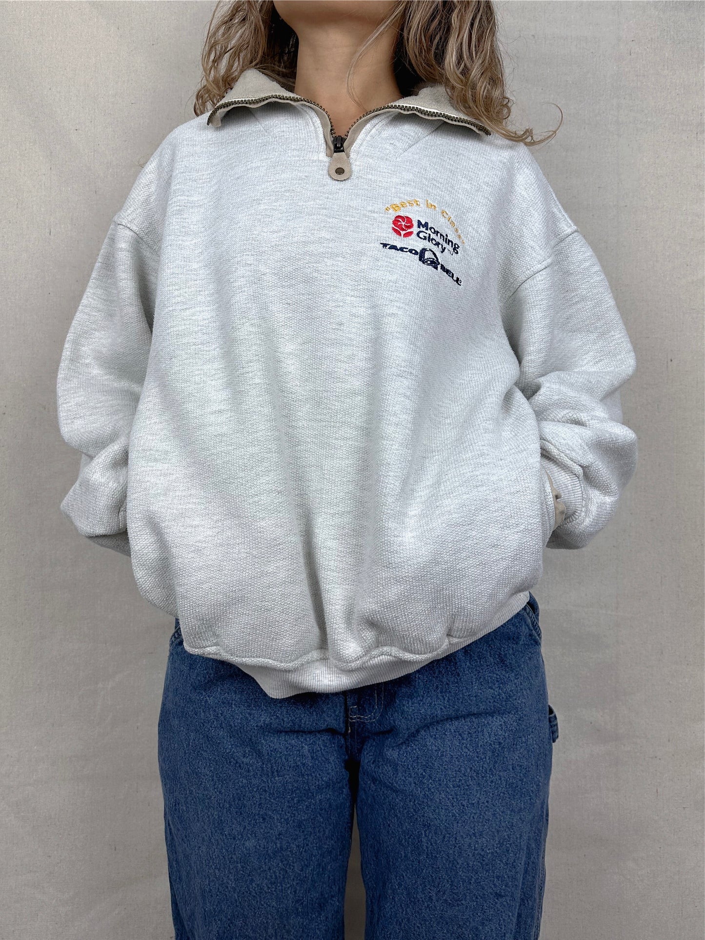 90's Taco Bell Embroidered Vintage Quarterzip Sweatshirt Size 12