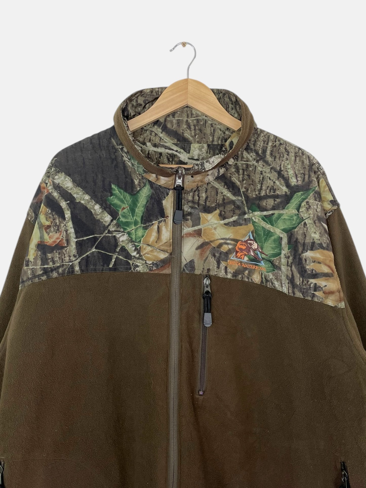 90's Realtree Camo Delta Waterfowl Embroidered Reversible Vintage Zip-up Jacket Size 2XL