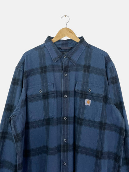 90's Carhartt Vintage Long-sleeve Button-up Flannel Shirt Size 2XL