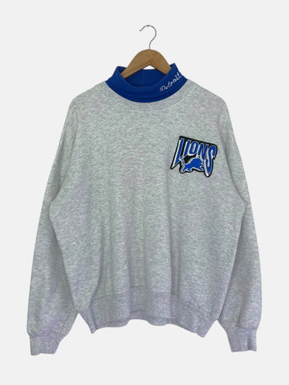 90's Detroit Lions Embroidered Vintage Mock-neck Sweatshirt Size XL