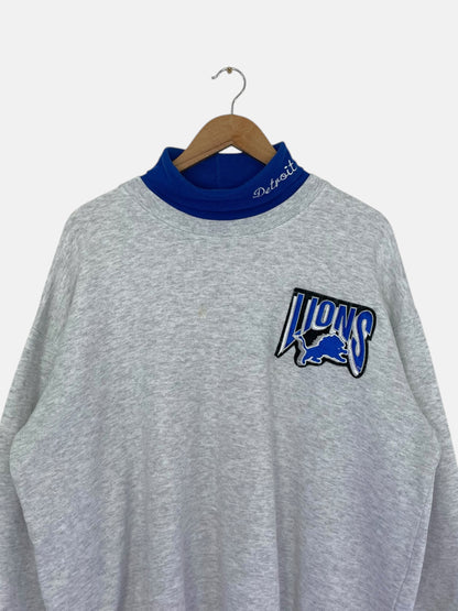 90's Detroit Lions Embroidered Vintage Mock-neck Sweatshirt Size XL