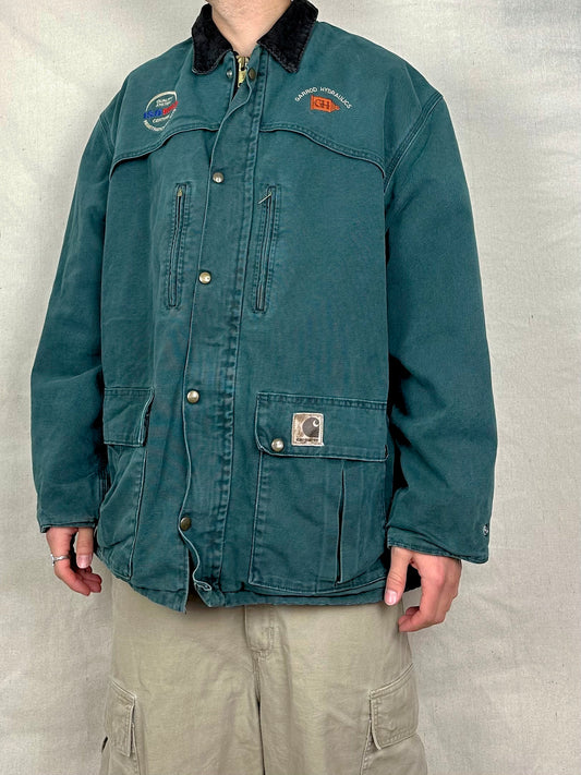 90's Carhartt Heavy Duty Lined Vintage Corduroy Collar Jacket Size 2-3XL