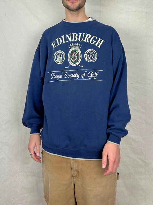 90's Edinburgh Golf Embroidered Vintage Sweatshirt Size 2XL