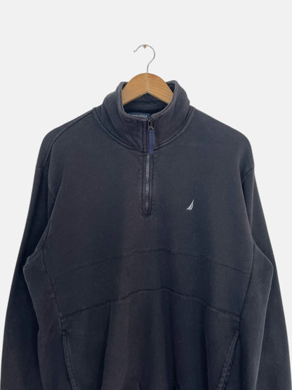 90's Nautica Embroidered Vintage Quarter-zip Sweatshirt Size M