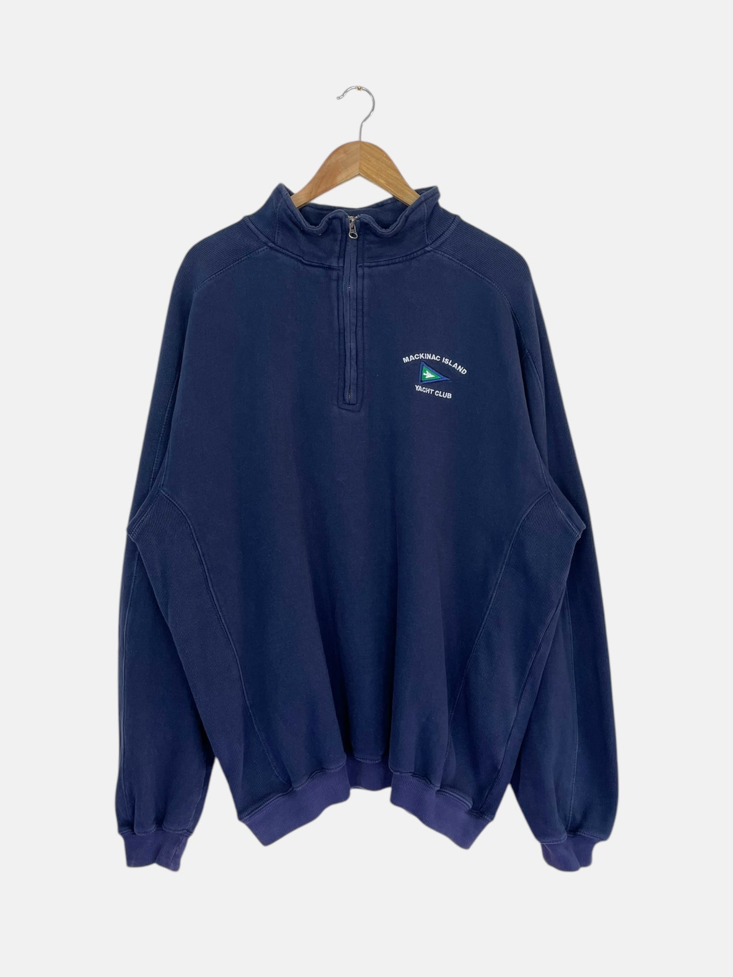 90's Mackinac Island Yacht Club Embroidered Vintage Quarter-zip Sweatshirt Size 2XL