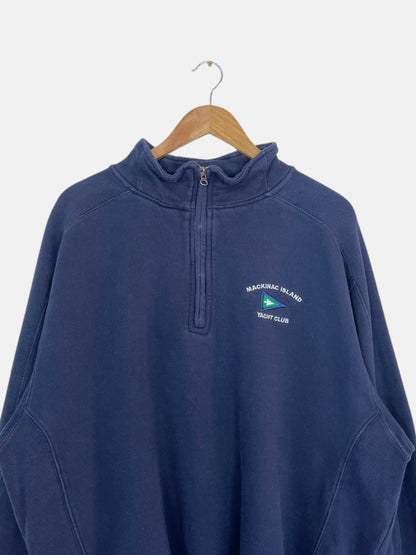 90's Mackinac Island Yacht Club Embroidered Vintage Quarter-zip Sweatshirt Size 2XL