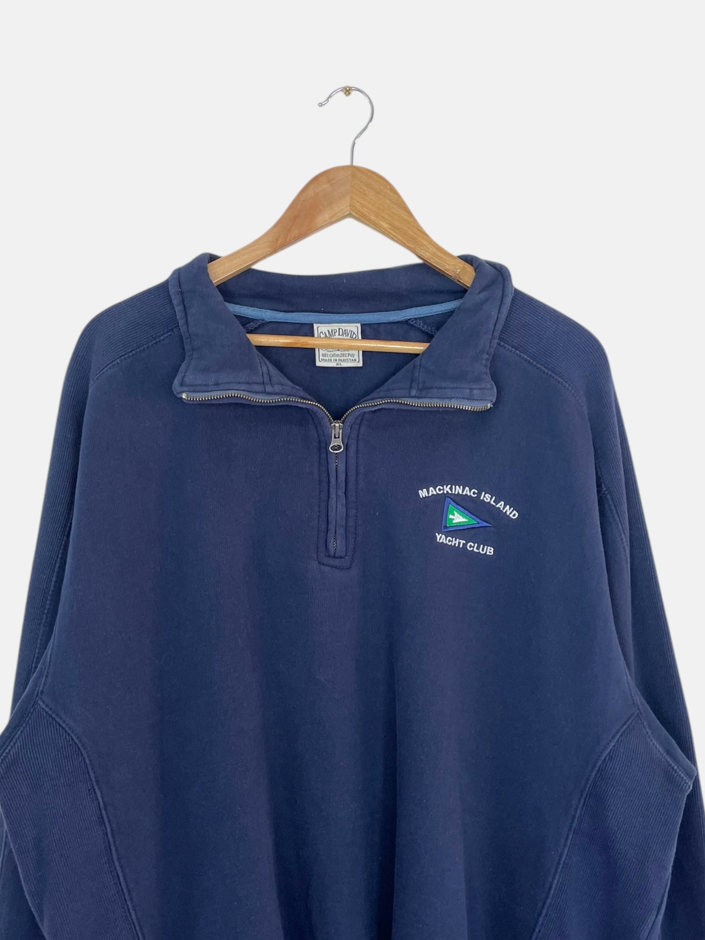 90's Mackinac Island Yacht Club Embroidered Vintage Quarter-zip Sweatshirt Size 2XL