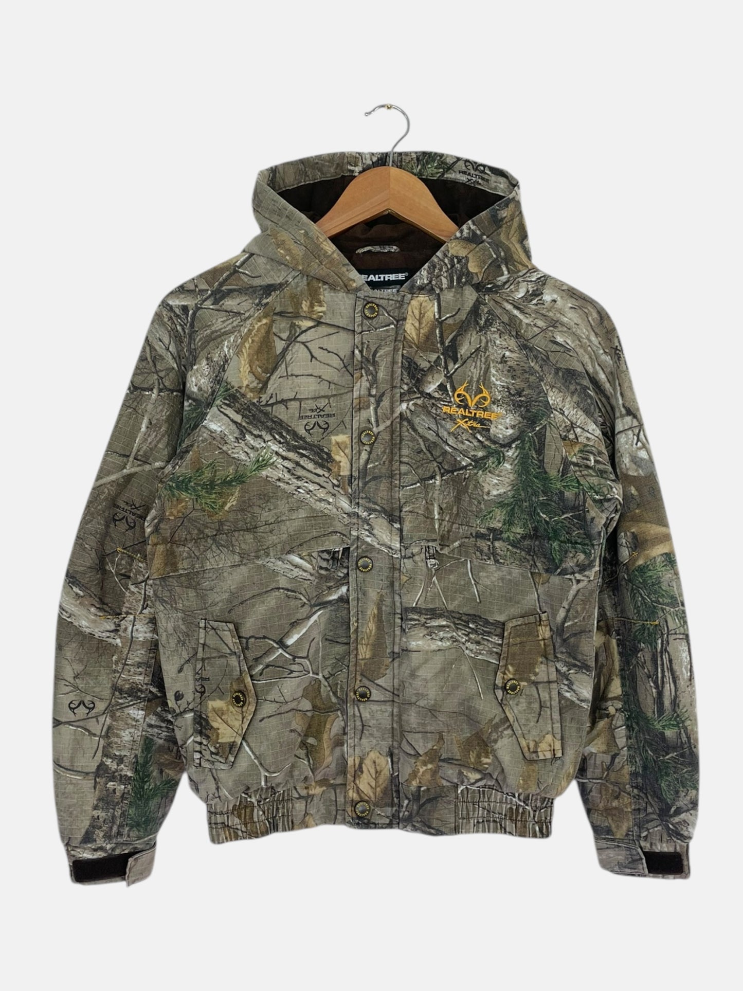 90's Youth Realtree Embroidered Vintage Lined Hooded Jacket Size L